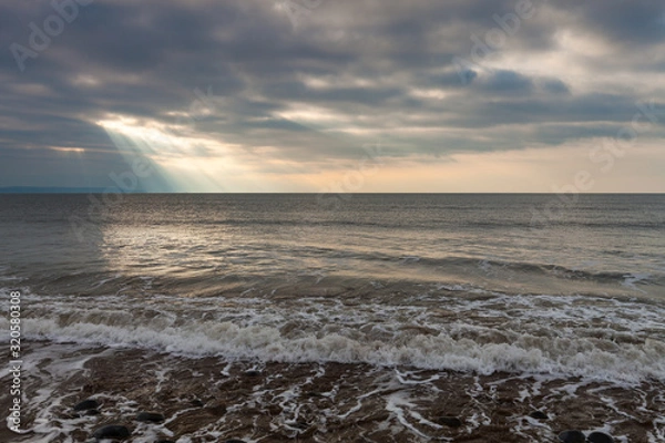 Fototapeta View from westward ho! Devon on a cloudy day