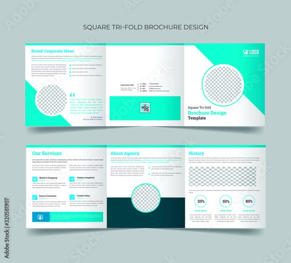 Fototapeta Square trifold brochure design template