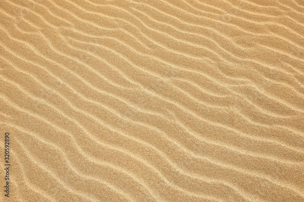 Obraz White Sand dunes background texture. Beach and sand texture. Pattern of sand. Beautiful sand dune in sunrise in the desert. Steps on the beach sand.