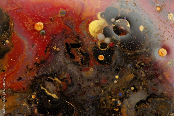 Fototapeta Macro Abstract texture background. Acrylic color in water and oil.