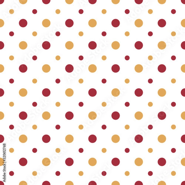 Obraz Abstract geometric circle seamless pattern vector background. A decorative illustration with red, and yellow colors on isolated white layer. For fabric, cloth, etc. Printable Eps 10 file format,
