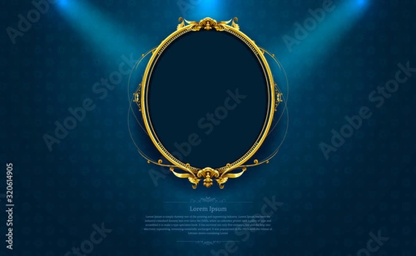 Fototapeta gold frame border octagon picture and pattern thai art