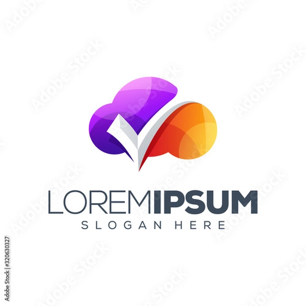 Fototapeta ceklist cloud logo design vector illustration