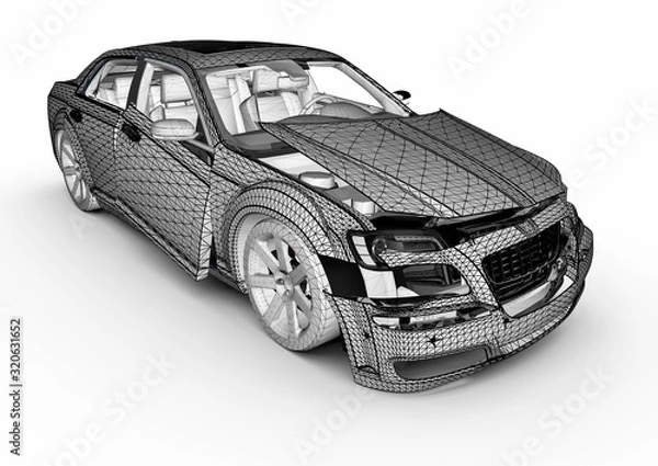 Fototapeta Broken car with visible damage