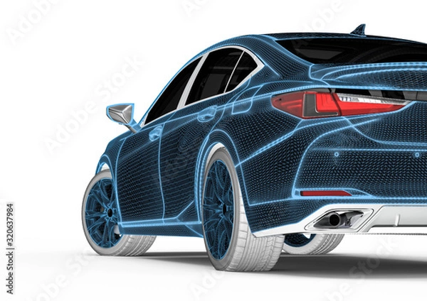 Fototapeta 3D rendering representing an x-ray of a car