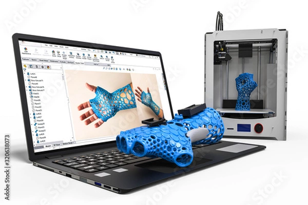 Fototapeta 3D printing process with the help of 3d softwares