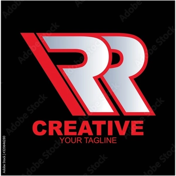 Obraz Initial letter RR vector logo design, isolated on black background creative , vector illustration