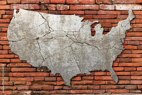 Obraz Cement cracking image United State map