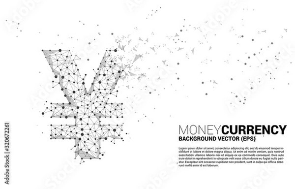 Obraz Vector money Chinese yuan and Japanese yen currency icon from Polygon dot connect line. Concept for china and japan financial network connection.