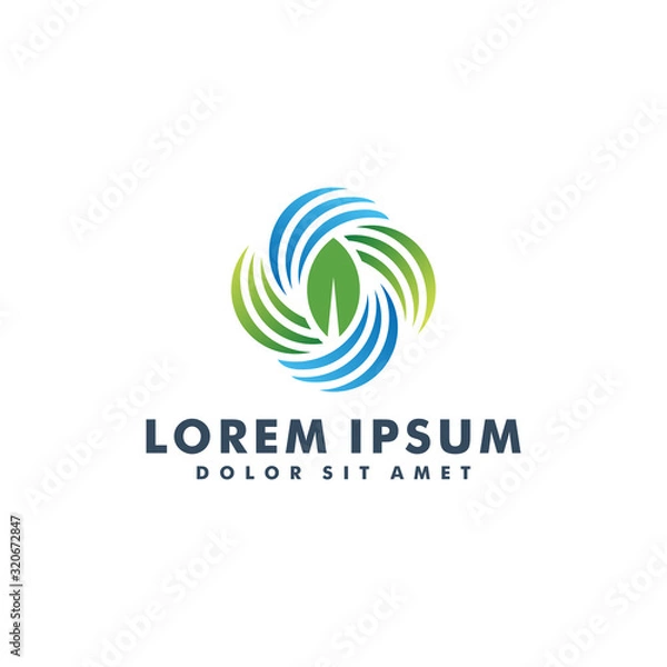 Obraz Green Leaves logo design, Leaf icon logotype vector