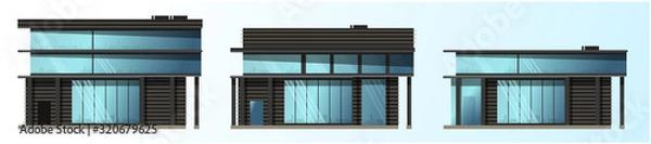Fototapeta Three options for building architecture. Office, home, school. Vector.