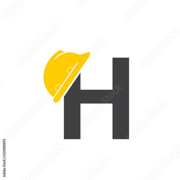 Fototapeta H Construction Helmet Logo