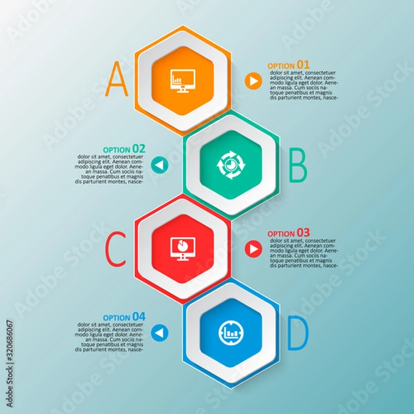 Fototapeta Abstract 3D Paper Infographics. Business template .Vector illustration