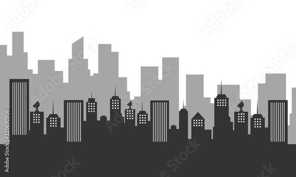 Obraz Silhouette background with city buildings many apartment