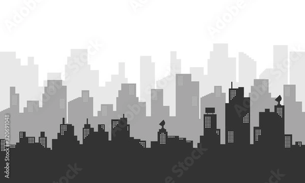 Obraz Silhouette background with city buildings many apartment