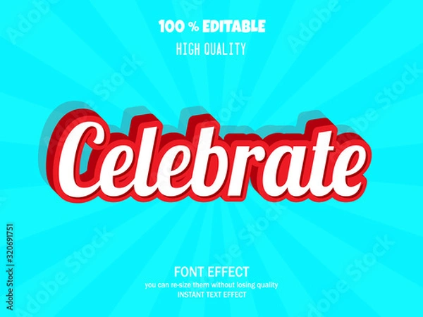 Fototapeta Modern 3d text effect, editable font effect