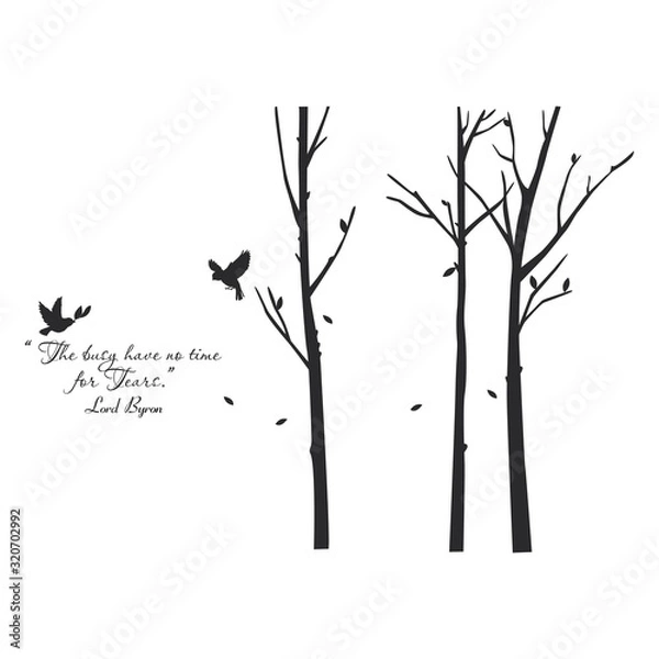 Fototapeta The dry tree with the quote and birds