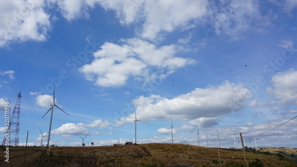 Fototapeta Steam turbines on the mountain.