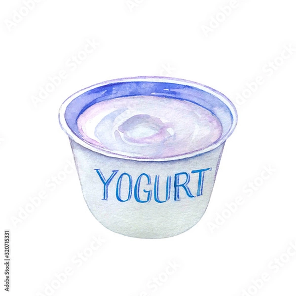 Obraz Watercolor hand drawn yogurt.