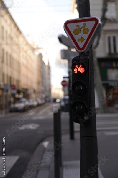 Fototapeta feu signalisation vélo rouge