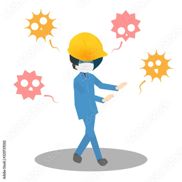 Obraz 工場にウイルスが蔓延しているイラスト