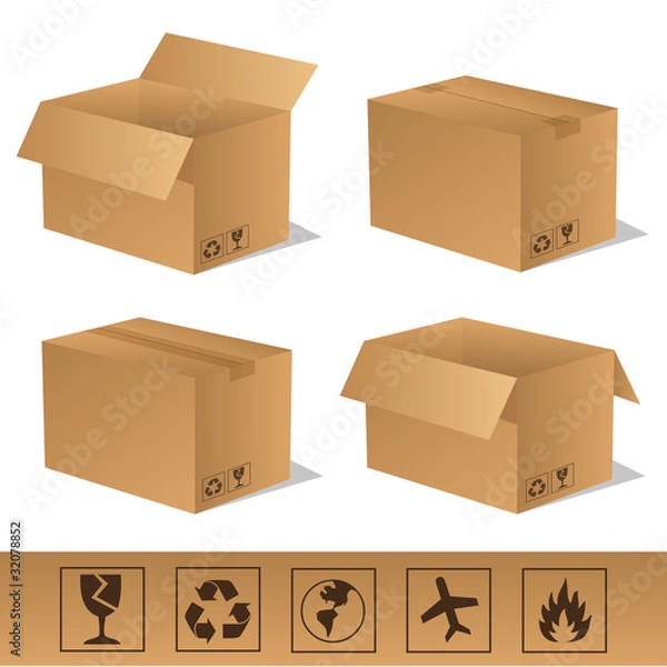 Fototapeta Paket Päckchen Lieferung Box Karton Set 10