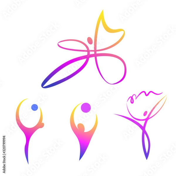 Fototapeta Rhythmic gymnastics logo. Set of  sport design elements.
