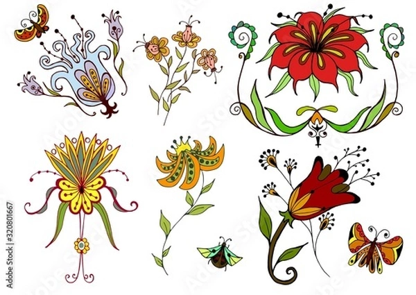 Obraz Flower set. Vector illustration hand drawing