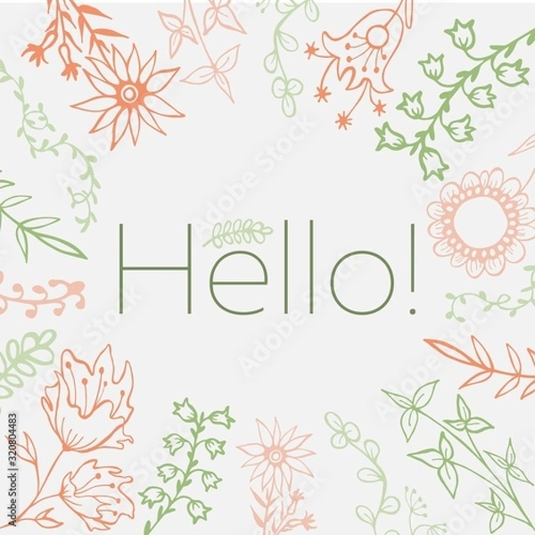 Obraz Floral elements outlines vector illustration hand drawn blades of grass