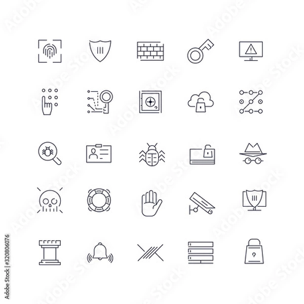 Fototapeta Line icons set. Security pack. Vector illustration