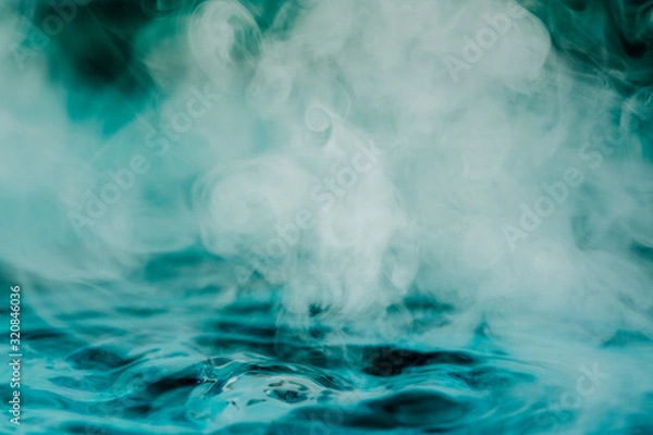Obraz teal blue abstract background with steam and water