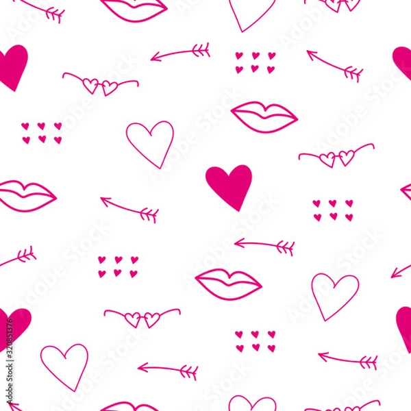 Fototapeta Seamless pattern with romantic elements