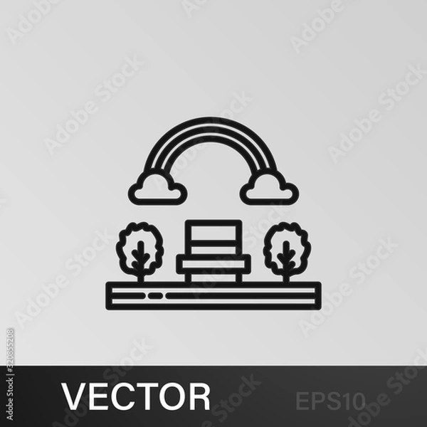 Obraz Rainbow, tree, nature outline icon. Element of landscapes illustration. Signs and symbols outline icon can be used for web, logo, mobile app, UI, UX