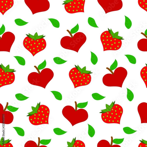 Fototapeta Fruits shape of a heart seanless pattern 
