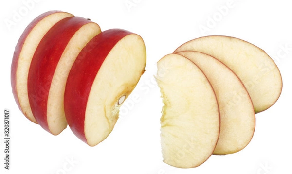 Fototapeta Sliced red apple isolated on white