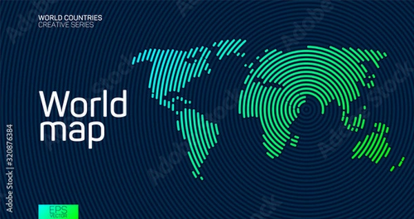 Fototapeta Abstract world map with circle lines