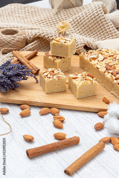 Obraz Fudge on a light table with nuts