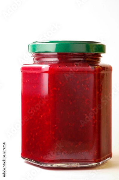 Fototapeta raspberry jam in hexagonal jar (1)