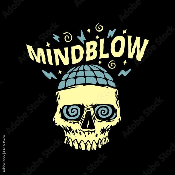 Obraz mind blowing skull image vector. skull tee design concept.