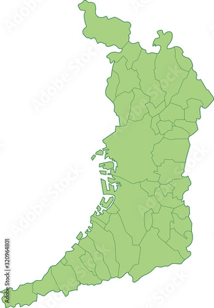 Obraz 大阪府の地図_市町村ごとに色を変えられます