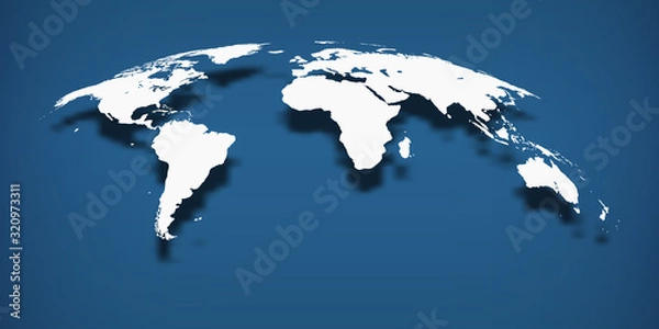 Obraz World map on classic blue background.