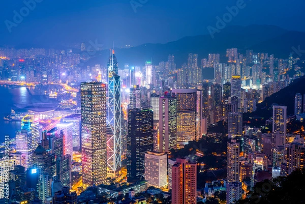 Obraz Beautiful night view of Hong Kong..