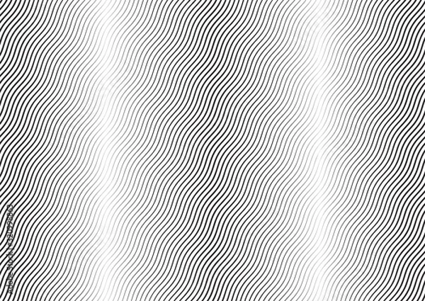 Obraz Abstract halftone wave line background. Monochrome pattern with varying line thickness.  Vector modern pop art texture for poster, sites, business cards, cover, postcard, design, labels, stickers.