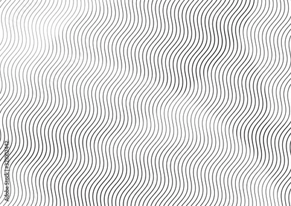 Fototapeta Abstract background with lines of variable thickness. Halftone effect line pattern.  Grunge wave pop art texture for poster, banner, sites, business cards, cover, postcard, design, labels, stickers