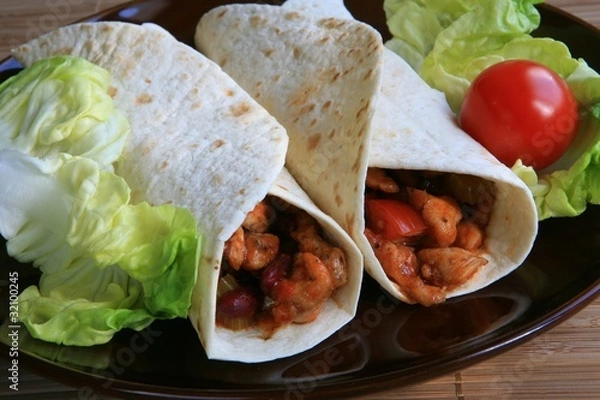 Obraz Chicken burrito with vegetables
