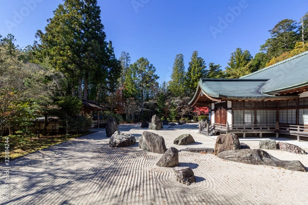 Fototapeta Kongobu-ji, the ecclesiastic head temple of Koyasan Shingon Buddhism and Japan largest rock garden, located on Mount Koya.