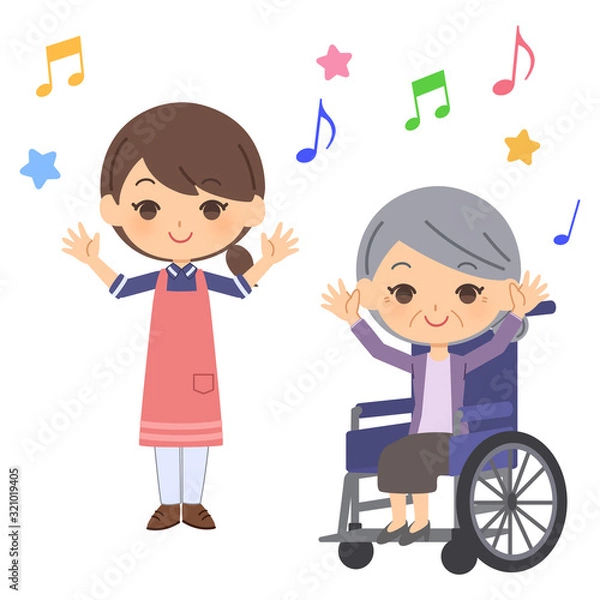 Obraz 介護体操　女性　年配女性