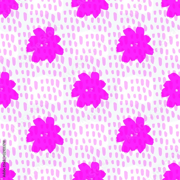 Fototapeta Minimalistic Seamless Pattern with Flowers Texture