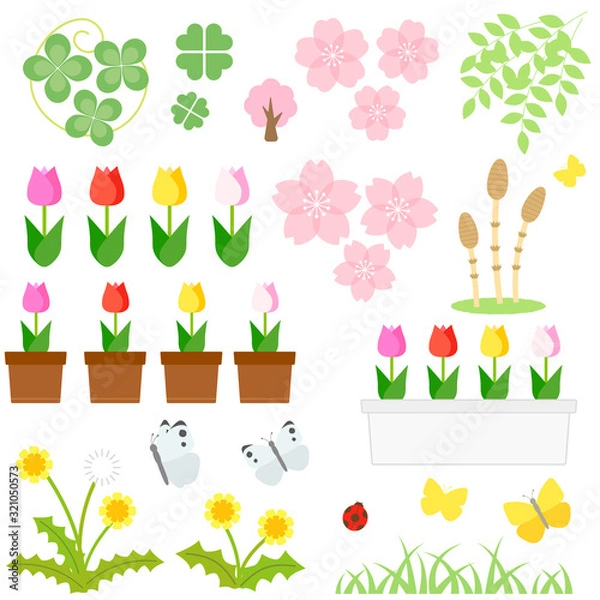 Fototapeta 春の植物セット