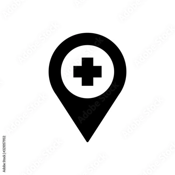 Fototapeta Geo tag clinic outline icon isolated. Symbol, logo illustration for mobile concept and web design.